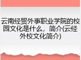 云南经贸外事职业学院的校园文化是什么，简介(云经外校文化简介)
