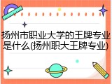扬州市职业大学的王牌专业是什么(扬州职大王牌专业)