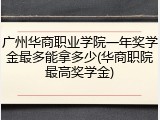 广州华商职业学院一年奖学金最多能拿多少(华商职院最高奖学金)