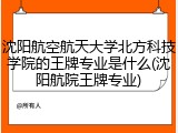 沈阳航空航天大学北方科技学院的王牌专业是什么(沈阳航院王牌专业)