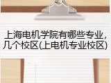 上海电机学院有哪些专业，几个校区(上电机专业校区)