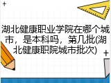 湖北健康职业学院在哪个城市，是本科吗，第几批(湖北健康职院城市批次)