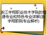 浙江宇翔职业技术学院的普通专业和特色专业详解(浙宇翔职院专业解析)