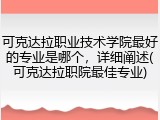 可克达拉职业技术学院最好的专业是哪个，详细阐述(可克达拉职院最佳专业)