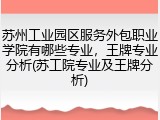 苏州工业园区服务外包职业学院有哪些专业，王牌专业分析(苏工院专业及王牌分析)