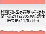 黔南民族医学高等专科学校是不是211或985高校(黔南医专是211/985吗)