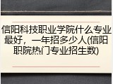 信阳科技职业学院什么专业最好，一年招多少人(信阳职院热门专业招生数)
