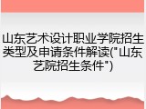 山东艺术设计职业学院招生类型及申请条件解读("山东艺院招生条件")