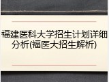 福建医科大学招生计划详细分析(福医大招生解析)