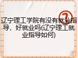辽宁理工学院有没有就业指导，好就业吗(辽宁理工就业指导如何)
