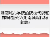 湖南城市学院的院校代码和邮编是多少(湖南城院代码邮编)