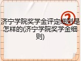 济宁学院奖学金评定细则是怎样的(济宁学院奖学金细则)