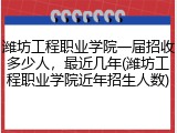 潍坊工程职业学院一届招收多少人，最近几年(潍坊工程职业学院近年招生人数)