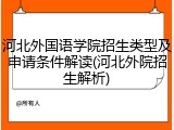 河北外国语学院招生类型及申请条件解读(河北外院招生解析)