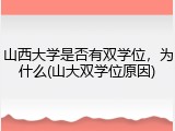 山西大学是否有双学位，为什么(山大双学位原因)