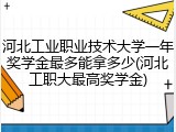 河北工业职业技术大学一年奖学金最多能拿多少(河北工职大最高奖学金)