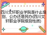 四川文轩职业学院是什么级别，公办还是民办(四川文轩职业学院级别性质)