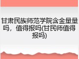 甘肃民族师范学院含金量量吗，值得报吗(甘民师值得报吗)