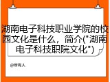 湖南电子科技职业学院的校园文化是什么，简介("湖南电子科技职院文化")