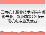 云南机电职业技术学院有哪些专业，就业前景如何(云南机电专业及就业)