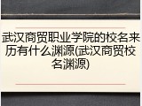 武汉商贸职业学院的校名来历有什么渊源(武汉商贸校名渊源)
