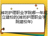 潍坊护理职业学院哪一年成立建校的(潍坊护理职业学院建校年)