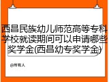 西昌民族幼儿师范高等专科学校就读期间可以申请哪些奖学金(西昌幼专奖学金)