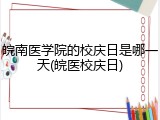 皖南医学院的校庆日是哪一天(皖医校庆日)