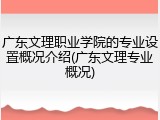 广东文理职业学院的专业设置概况介绍(广东文理专业概况)