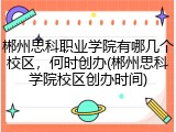 郴州思科职业学院有哪几个校区，何时创办(郴州思科学院校区创办时间)