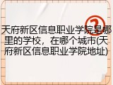 天府新区信息职业学院是哪里的学校，在哪个城市(天府新区信息职业学院地址)