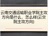 云南交通运输职业学院主攻方向是什么，怎么样(云交院主攻方向)