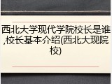 西北大学现代学院校长是谁,校长基本介绍(西北大现院校)