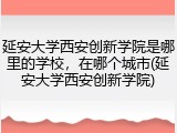 延安大学西安创新学院是哪里的学校，在哪个城市(延安大学西安创新学院)