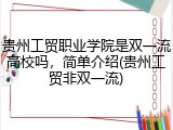 贵州工贸职业学院是双一流高校吗，简单介绍(贵州工贸非双一流)