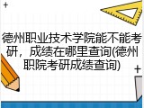 德州职业技术学院能不能考研，成绩在哪里查询(德州职院考研成绩查询)