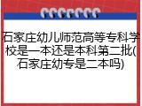 石家庄幼儿师范高等专科学校是一本还是本科第二批(石家庄幼专是二本吗)