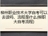 柳州职业技术大学自考可以去读吗，流程是什么(柳职大自考流程)
