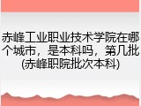 赤峰工业职业技术学院在哪个城市，是本科吗，第几批(赤峰职院批次本科)