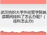 武汉纺织大学外经贸学院就读期间挂科了怎么办呢？(挂科怎么办)