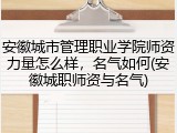 安徽城市管理职业学院师资力量怎么样，名气如何(安徽城职师资与名气)