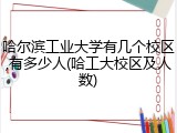 哈尔滨工业大学有几个校区,有多少人(哈工大校区及人数)