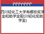 四川轻化工大学有哪些奖学金和助学金呢(川轻化奖助学金)