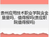 贵州应用技术职业学院含金量量吗，值得报吗(贵应职院值得报吗)