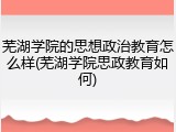 芜湖学院的思想政治教育怎么样(芜湖学院思政教育如何)