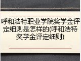 呼和浩特职业学院奖学金评定细则是怎样的(呼和浩特奖学金评定细则)