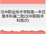 汉中职业技术学院是一本还是本科第二批(汉中职院本科批次)