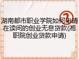 湖南都市职业学院如何申请在读间的创业无息贷款(湘职院创业贷款申请)