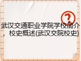 武汉交通职业学院学校简介，校史概述(武汉交院校史)