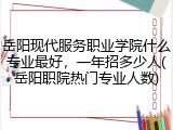 岳阳现代服务职业学院什么专业最好，一年招多少人(岳阳职院热门专业人数)